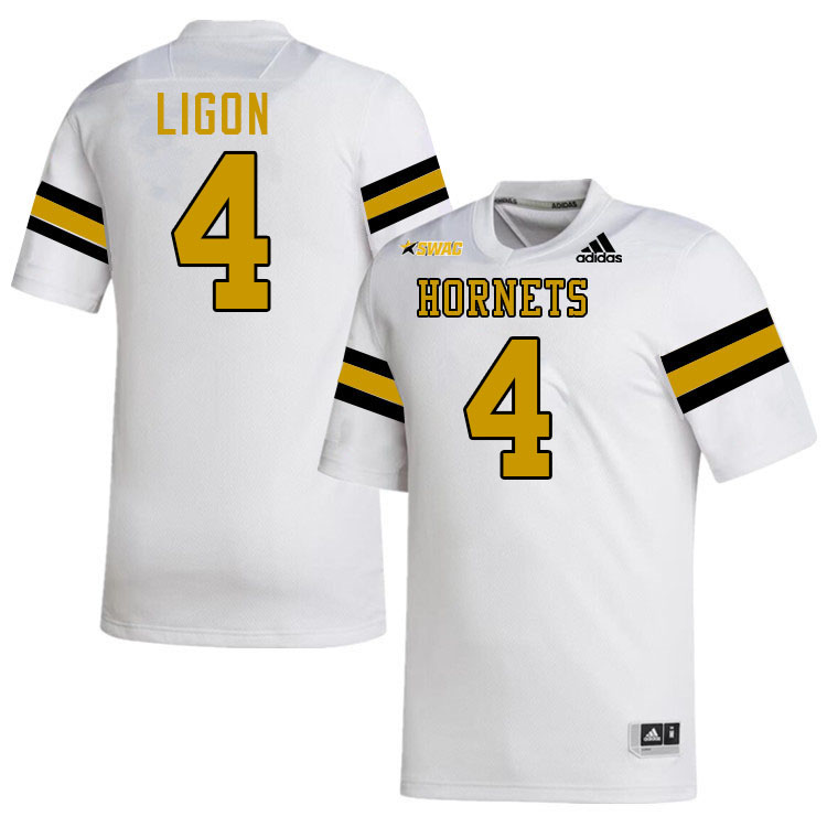 Alabama State Hornets #4 Karl Ligon College Football Jerseys,Uniforms-White